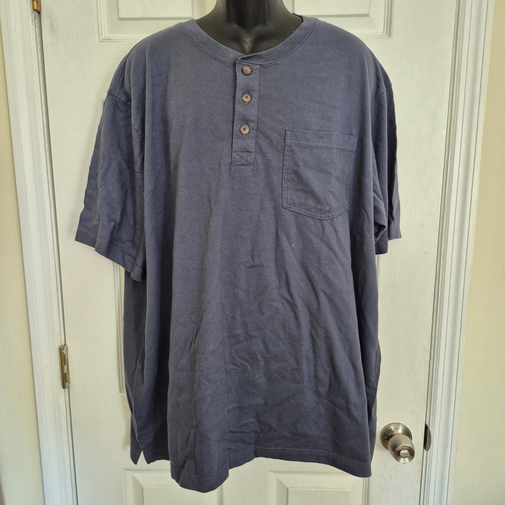 Duluth Trading Co Longtail T Relaxed Fit SS Henley Pocket Blue 67009 SBL 2XL